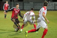 Regionalliga Bayern - FC Ingolstadt 04 II - FC Augsburg II - Maximilian Thalhammer (FCI 18) am Ball und rechts Albion Vrenezi (FCA)