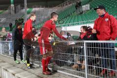 DFB Pokal - Fußball - SpVgg Greuther Fürth - FC Ingolstadt 04 - Sieg 1:3, Jubel mit den mitgereisten Fans Stefan Lex (14, FCI) Torwart Marco Knaller (16, FCI)