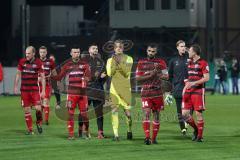 DFB Pokal - Fußball - SpVgg Greuther Fürth - FC Ingolstadt 04 - Sieg 1:3, Jubel mit den mitgereisten Fans Tobias Levels (3, FCI) Alfredo Morales (6, FCI) Torwart Örjan Haskjard Nyland (1, FCI) Marvin Matip (34, FCI) Tobias Schröck (21, FCI) Marcel Gaus (1