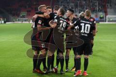 2. Bundesliga - Fußball - FC Ingolstadt 04 - 1. FC Heidenheim - Elfemeter Stefan Kutschke (20, FCI) trifft zum 3:0 Tor Jubel, Marcel Gaus (19, FCI) Sonny Kittel (10, FCI) Alfredo Morales (6, FCI) Max Christiansen (5, FCI)