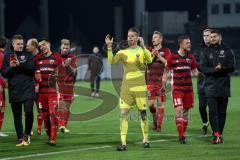 DFB Pokal - Fußball - SpVgg Greuther Fürth - FC Ingolstadt 04 - Sieg 1:3, Jubel mit den mitgereisten Fans Torwart Örjan Haskjard Nyland (1, FCI) Antonio Colak (7, FCI) Marvin Matip (34, FCI)