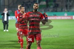 DFB Pokal - Fußball - SpVgg Greuther Fürth - FC Ingolstadt 04 - Sieg 1:3, Jubel mit den mitgereisten Fans Marvin Matip (34, FCI) Stefan Lex (14, FCI)