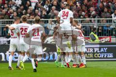 2. BL - Saison 2017/2018 - FC St. Pauli - FC Ingolstadt 04 - Der 0:3 Führungstreffer durch Dario Lezcano (#11 FCI) - jubel - Marvin Matip (#34 FCI) - Foto: Meyer Jürgen