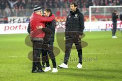 2. Bundesliga - 1. FC Union Berlin - FC Ingolstadt 04 - Spiel ist aus Sieg Jubel, Vorsitzender des Vorstandes Peter Jackwerth (FCI) mit Cheftrainer Stefan Leitl (FCI) Co-Trainer Andre Mijatovic (FCI)