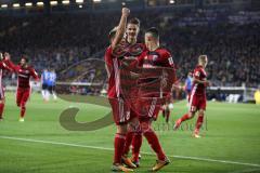 2. Bundesliga - Fußball - DSC Arminia Bielefeld - FC Ingolstadt 04 - Tor 0:1 Thomas Pledl (30, FCI) Jubel mit Alfredo Morales (6, FCI) Stefan Kutschke (20, FCI)