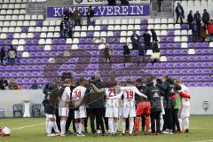 2. Bundesliga - Fußball - Erzgebirge Aue - FC Ingolstadt 04 - Spiel ist aus, Unentschieden 0:0, Team Besprechung auf dem Platz