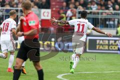 2. BL - Saison 2017/2018 - FC St. Pauli - FC Ingolstadt 04 - Der 0:3 Führungstreffer durch Dario Lezcano (#11 FCI) - jubel - Foto: Meyer Jürgen