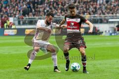 2. BL - Saison 2017/2018 - FC St. Pauli - FC Ingolstadt 04 - Christian Träsch (#28 FCI) - Maurice Litka (#31 St. Pauli) - Foto: Meyer Jürgen