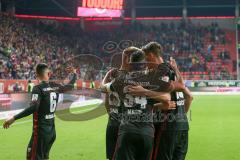 2. BL - Saison 2017/2018 - FC Ingolstadt 04 - 1. FC Heidenheim - Hauke Wahl (#25 FCI) trifft zum 1:0 Führungstreffer - jubel - Marvin Matip (#34 FCI) - Alfredo Morales (#6 FCI) - Foto: Meyer Jürgen