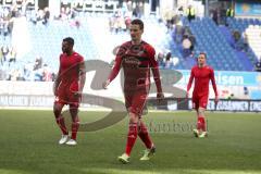 2. Bundesliga - Fußball - MSV Duisburg - FC Ingolstadt 04 - nach dem Spiel Marcel Gaus (19, FCI) Marvin Matip (34, FCI) Stefan Kutschke (20, FCI) gehen enttäuscht vom Feld