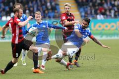 2. Bundesliga - Fußball - SV Darmstadt 98 - FC Ingolstadt 04 - Moritz Hartmann (9, FCI) Fabian Holland (32 Darmstadt) Aytac Sulu (4 Darmstadt) Thomas Pledl (30, FCI)