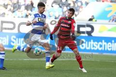 2. Bundesliga - Fußball - MSV Duisburg - FC Ingolstadt 04 - Moritz Stoppelkamp (33 Duisburg) Stefan Lex (14, FCI) Zweikampf