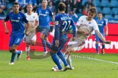 2. BL - Saison 2017/2018 - VFL Bochum - FC Ingolstadt 04 - Stefan Kutschke (#20 FCI) - Stefano Celozzi (#21 Bochum) - Foto: Meyer Jürgen
