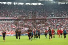 2. Bundesliga - Fußball - Fortuna Düsseldorf - FC Ingolstadt 04 - Enttäuschung hängende Köpfe Niederlage 3:0 nach dem Spiel, Mannschaft geht zu den Fans, Max Christiansen (5, FCI) Darío Lezcano (11, FCI)