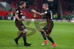 2. BL - Saison 2017/2018 - FC Ingolstadt 04 - 1. FC Heidenheim - Sonny Kittel (#10 FCI) trifft zum 2:0 Führungstreffer - jubel - Marcel Gaus (#19 FCI) - Foto: Meyer Jürgen