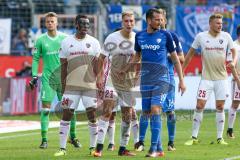 2. BL - Saison 2017/2018 - VFL Bochum - FC Ingolstadt 04 - Orjan Nyland (#1 Torwart FCI) - Marvin Matip (#34 FCI) mit Gesichtsmaske - Lukas Hinterseer (#16 Bochum) - Foto: Meyer Jürgen