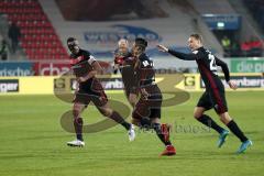 2. Bundesliga - Fußball - Jahn Regensburg - FC Ingolstadt 04 - Elfmeter Tor Jubel Darío Lezcano (11, FCI) mit Marvin Matip (34, FCI) Tobias Schröck (21, FCI)