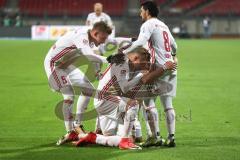 2. Bundesliga - Fußball - 1. FC Nürnberg - FC Ingolstadt 04 - Elfmeter Tor Jubel Darío Lezcano (11, FCI) Max Christiansen (5, FCI) Almog Cohen (8, FCI) Sonny Kittel (10, FCI)