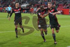 2. BL - Saison 2017/2018 - FC Ingolstadt 04 - 1. FC Heidenheim - Hauke Wahl (#25 FCI) trifft zum 1:0 Führungstreffer - jubel - Marvin Matip (#34 FCI) - Alfredo Morales (#6 FCI) - Foto: Meyer Jürgen