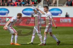 2. BL - Saison 2017/2018 - FC Heidenheim - FC Ingolstadt 04 - Almog Cohen (#8 FCI) trifft zum 1:0 Führungstreffer - jubel - Sonny Kittel (#10 FCI) - Moritz Hartmann (#9 FCI)  - Foto: Meyer Jürgen