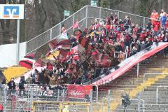 2. Bundesliga - Fußball - SV Darmstadt 98 - FC Ingolstadt 04 - mitgereiste Ingolstädter Fans, Jubel Fahnen Spruchband Choreo