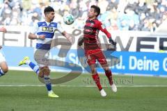 2. Bundesliga - Fußball - MSV Duisburg - FC Ingolstadt 04 - Moritz Stoppelkamp (33 Duisburg) Stefan Lex (14, FCI) Zweikampf