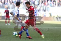 2. Bundesliga - Fußball - MSV Duisburg - FC Ingolstadt 04 - Lukas Fröde (16 Duisburg) Stefan Kutschke (20, FCI)