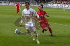 2. BL - Saison 2017/2018 - FC Heidenheim - FC Ingolstadt 04 - Stefan Kutschke (#20 FCI) - Timo Beermann (#33 Heidenheim) - Foto: Meyer Jürgen