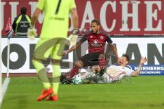 2. Bundesliga - Fußball - 1. FC Nürnberg - FC Ingolstadt 04 - Stefan Kutschke (20, FCI) grätscht Enrico Valentini (22 FCN)