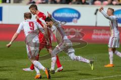 2. BL - Saison 2017/2018 - FC Heidenheim - FC Ingolstadt 04 - Almog Cohen (#8 FCI) trifft zum 1:0 Führungstreffer - jubel - Sonny Kittel (#10 FCI) - Moritz Hartmann (#9 FCI)  - Foto: Meyer Jürgen