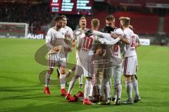 2. Bundesliga - Fußball - 1. FC Nürnberg - FC Ingolstadt 04 - Darío Lezcano (11, FCI) Elfmeter Tor Jubel Sonny Kittel (10, FCI) Christian Träsch (28, FCI) Robert Leipertz (13, FCI) Max Christiansen (5, FCI)