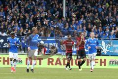 2. Bundesliga - Fußball - SV Darmstadt 98 - FC Ingolstadt 04 - Elfmeter gegen Ingolstadt Tobias Kempe (11 Darmstadt) verwandelt sicher, Torwart Örjan Haskjard Nyland (1, FCI) keine Chance, Jubel beim SV, Marvin Matip (34, FCI) und Tobias Schröck (21, FCI)