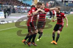 2. Bundesliga - Fußball - SV Darmstadt 98 - FC Ingolstadt 04 - Robert Leipertz (13, FCI) trifft zum 0:1 Führung Tor Jubel mit Moritz Hartmann (9, FCI) Tobias Schröck (21, FCI) Thomas Pledl (30, FCI)