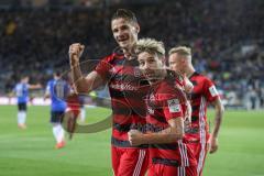 2. Bundesliga - Fußball - DSC Arminia Bielefeld - FC Ingolstadt 04 - Elfmeter Tor Stefan Kutschke (20, FCI) Jubel mit Thomas Pledl (30, FCI)