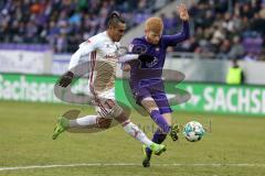 2. Bundesliga - Fußball - Erzgebirge Aue - FC Ingolstadt 04 - Darío Lezcano (11, FCI) Kalig Fabian (Aue 4)