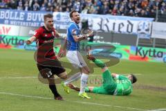 2. Bundesliga - Fußball - SV Darmstadt 98 - FC Ingolstadt 04 - Robert Leipertz (13, FCI) trifft zum 0:1 Führung Tor Jubel Kevin Großkreutz (19 Darmstadt) Torwart Daniel Heuer Fernandez (1 Darmstadt) keine Chance