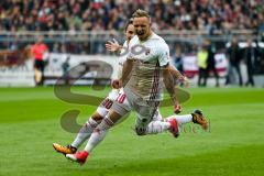 2. BL - Saison 2017/2018 - FC St. Pauli - FC Ingolstadt 04 - Sonny Kittel (#10 FCI) trfifft mit einem Freistoss das 0:1 Führungstor fur Ingolstadt - jubel - Thomas Pledl (#30 FCI) - Foto: Meyer Jürgen