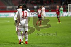 2. Bundesliga - Fußball - 1. FC Nürnberg - FC Ingolstadt 04 - Elfmeter Tor Jubel Darío Lezcano (11, FCI) mit Almog Cohen (8, FCI)