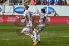 2. BL - Saison 2017/2018 - FC Heidenheim - FC Ingolstadt 04 - Almog Cohen (#8 FCI) trifft zum 1:0 Führungstreffer - jubel - Sonny Kittel (#10 FCI) - Moritz Hartmann (#9 FCI)  - Foto: Meyer Jürgen