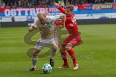 2. BL - Saison 2017/2018 - FC Heidenheim - FC Ingolstadt 04 - Tobias Levels (#3 FCI) - Kolja Pusch (#27 Heidenheim) - Foto: Meyer Jürgen