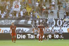 2. Bundesliga - Fußball - SV Sandhausen - FC Ingolstadt 04 - 1:0 - Tor für Sandhausen, hängende Köpfe beim FCI, vorne Alfredo Morales (6, FCI) und Romain Brégerie (18, FCI) und hinten Jubel beim SVS