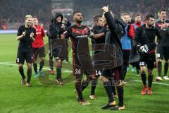 2. Bundesliga - 1. FC Union Berlin - FC Ingolstadt 04 - Spiel ist aus Sieg Jubel, Spieler bedanken sich bei den Fans Marvin Matip (34, FCI) Tobias Levels (3, FCI) Darío Lezcano (11, FCI) links Robert Leipertz (13, FCI) Hauke Wahl (25, FCI) Christian Träsc