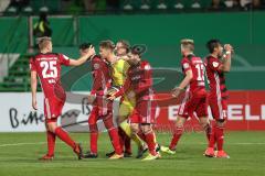 DFB Pokal - Fußball - SpVgg Greuther Fürth - FC Ingolstadt 04 - Tor 1:3 durch Robert Leipertz (13, FCI), Jubel Hauke Wahl (25, FCI) Alfredo Morales (6, FCI) Torwart Örjan Haskjard Nyland (1, FCI) Almog Cohen (8, FCI) Darío Lezcano (11, FCI)