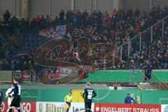 DFB-Pokal - SC Paderborn 07 - FC Ingolstadt 04 - mitgereiste Fans Schanzer Kurve Fahnen Jubel