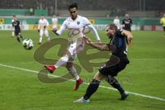 DFB-Pokal - SC Paderborn 07 - FC Ingolstadt 04 - Darío Lezcano (11, FCI) Herzenbruch, Felix (Paderborn 12)