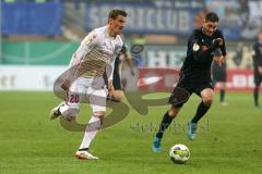 DFB-Pokal - SC Paderborn 07 - FC Ingolstadt 04 - Stefan Kutschke (20, FCI) Strohdiek, Christian (Paderborn 5)