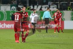 DFB Pokal - Fußball - SpVgg Greuther Fürth - FC Ingolstadt 04 - Tor rechts Jubel Stefan Lex (14, FCI) links gratuliert Darío Lezcano (11, FCI)