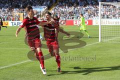 DFB Pokal - Fußball - TSV 1960 München - FC Ingolstadt 04 - Elfmeter Stefan Kutschke (20, FCI) Tor zum 1:2 Jubel mit Antonio Colak (7, FCI)