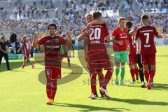 DFB Pokal - Fußball - TSV 1960 München - FC Ingolstadt 04 - Sieg 1:2, Jubel bei Ingolstadt Stefan Kutschke (20, FCI) Antonio Colak (7, FCI) Almog Cohen (8, FCI) Tobias Schröck (21, FCI)