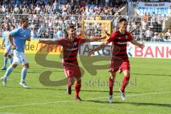 DFB Pokal - Fußball - TSV 1960 München - FC Ingolstadt 04 - Elfmeter Stefan Kutschke (20, FCI) Tor zum 1:2 Jubel mit Antonio Colak (7, FCI)